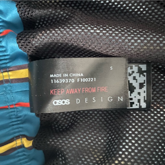 ASOS swim trunk shorts in collegiate stripe green mid length Size Small - Picture 2 of 3